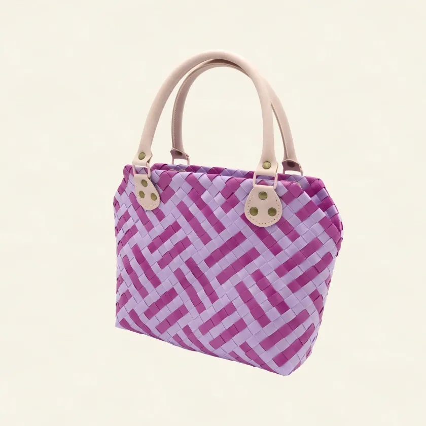Prototype I | Wisteria Lavender × Peony Pink | Striped Square Lattice | Angle-003 | PP Band Craft | Alaudae Japan
