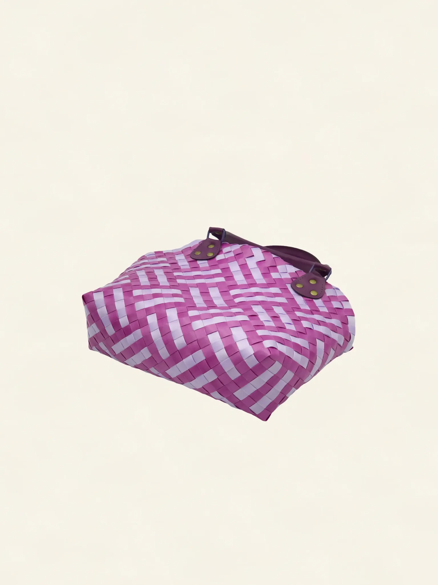 Prototype II | Wisteria Lavender × Peony Pink | Striped Square Lattice | Purple Handle | Bottom-006 | PP Band Craft | Alaudae Japan