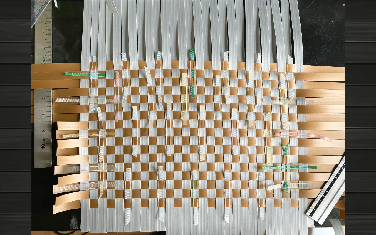 １７段目までの編み込み