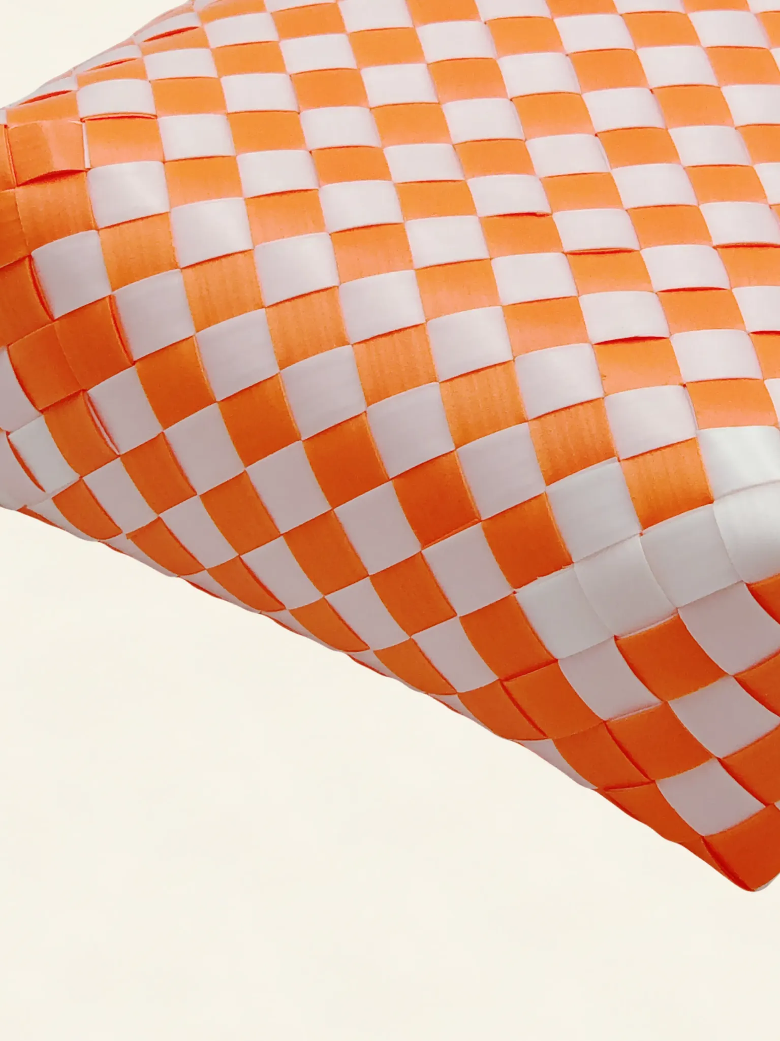 Prototype II | Deep Orange × Pure White | Checkered Lattice | Genuine Leather Handle | Side-Lay-007 | PP Band Craft | Alaudae Japan