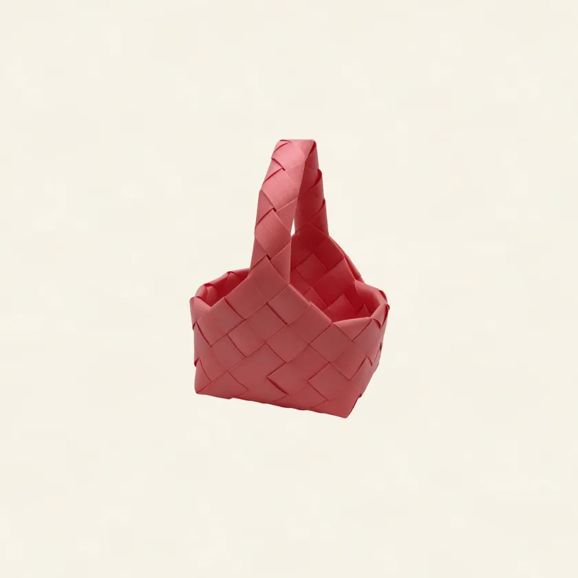 Prototype 3 | Soft Rose | Desk Organizer | with Handle | Angle-003 | PP Band Craft | Alaudae Japan