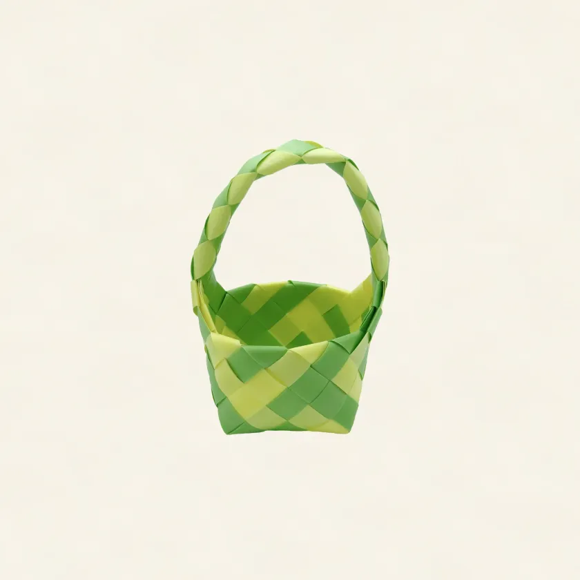 Prototype 2 | Pale Yellow × Lime Green | Desk Organizer | with Handle | Angle-001 | PP Band Craft | Alaudae Japan