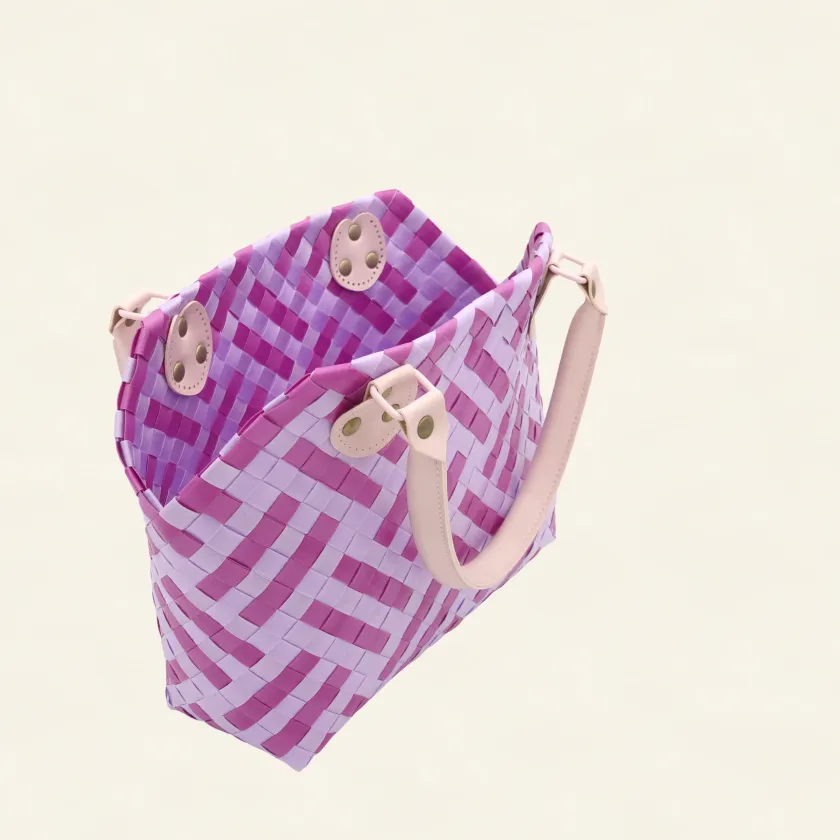 Prototype I | Wisteria Lavender × Peony Pink | Striped Square Lattice | Angle-005 | PP Band Craft | Alaudae Japan