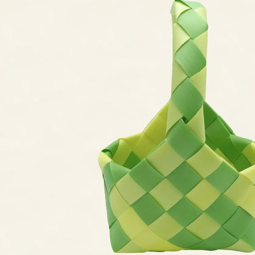 Prototype 2 | Pale Yellow × Lime Green | Desk Organizer | with Handle | Side-003 | PP Band Craft | Alaudae Japan