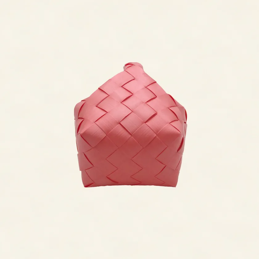 Prototype 3 | Soft Rose | Desk Organizer | with Handle | Bottom-004 | PP Band Craft | Alaudae Japan