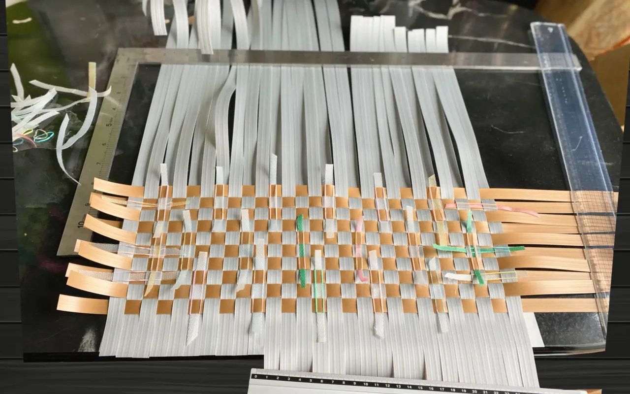 １０段目までの編み込み