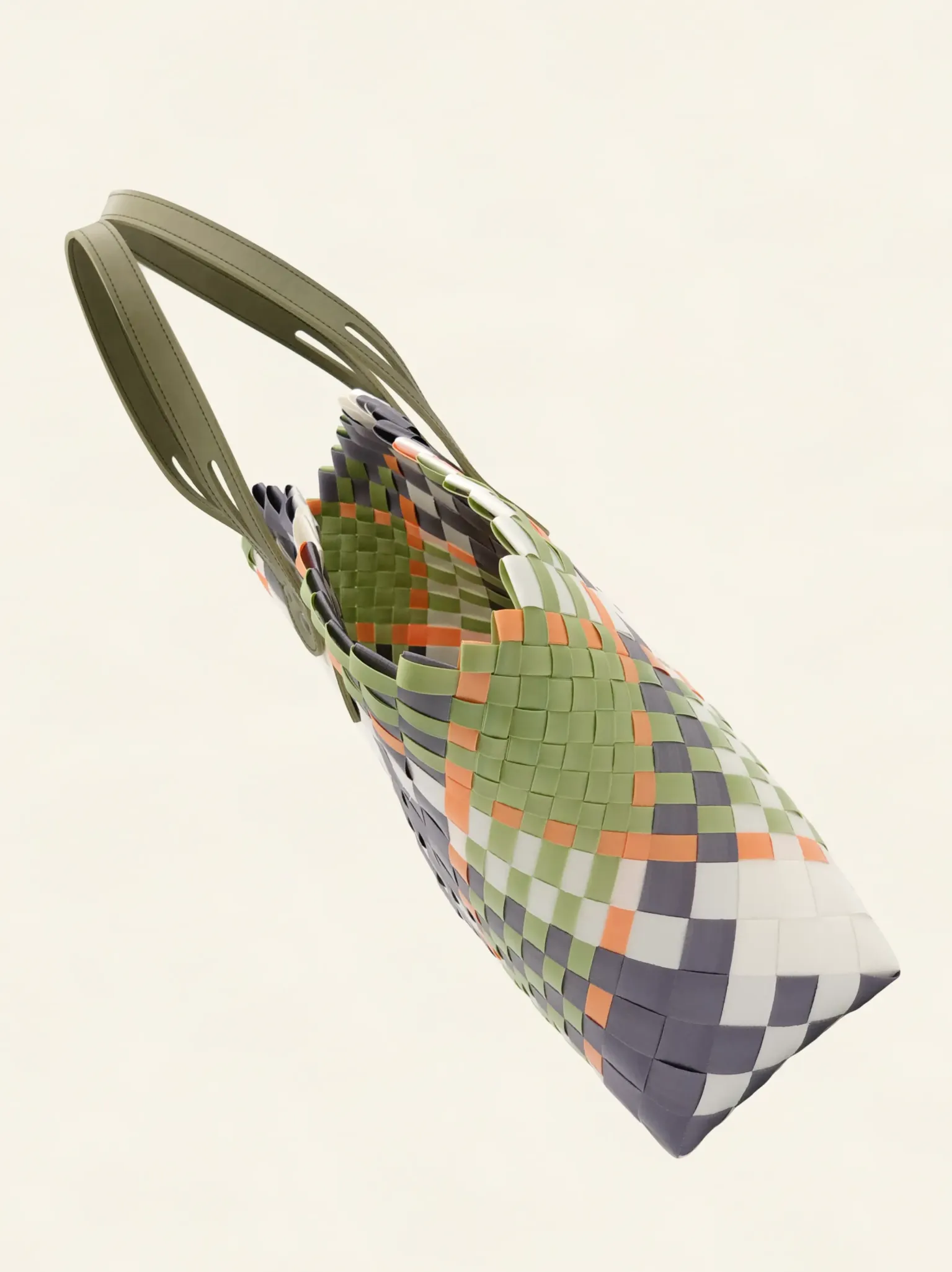 Prototype I | Indigo Grey × Pure White × Persimmon Orange × Pale Sage | Wide Mix | Side-002 | PP Band Craft | Alaudae Japan