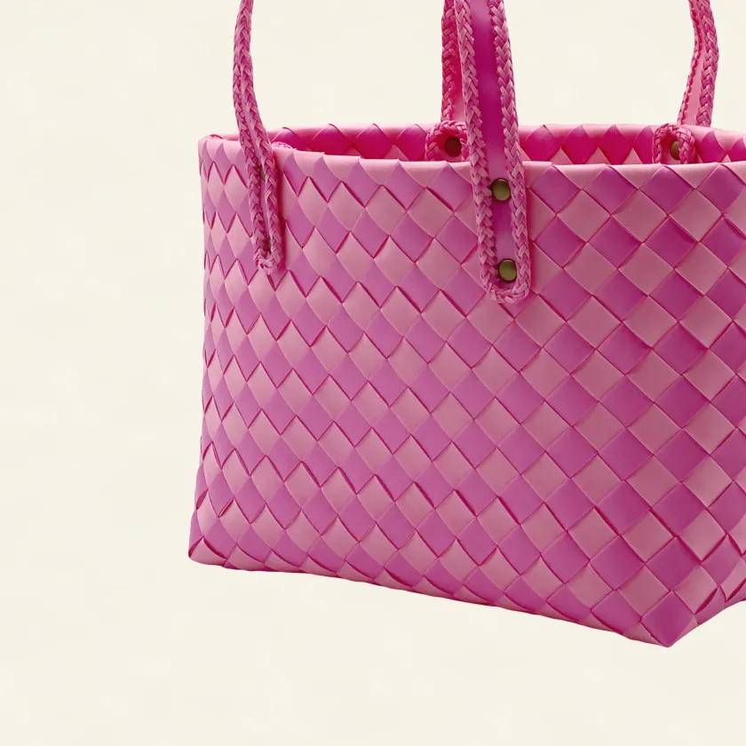 Prototype VIII | Light Coral Pink × Peach Blossom | Diamond Lattice 9-Cell | Stitched Handle | Bottom-030 | PP Band Craft | Alaudae Japan