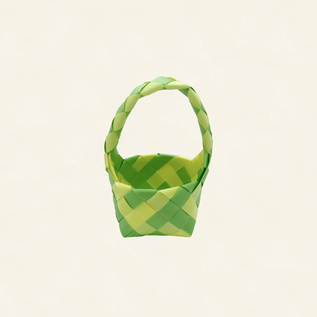 Prototype 2 | Pale Yellow × Lime Green | Desk Organizer | with Handle | Angle-001 | PP Band Craft | Alaudae Japan