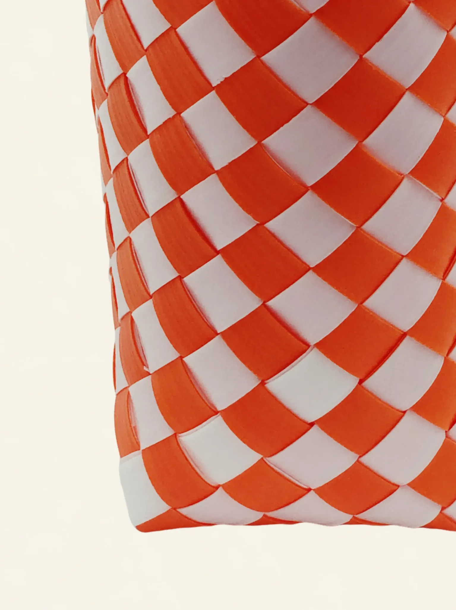 Prototype II | Deep Orange × Pure White | Checkered Lattice | Genuine Leather Handle | Side-002 | PP Band Craft | Alaudae Japan