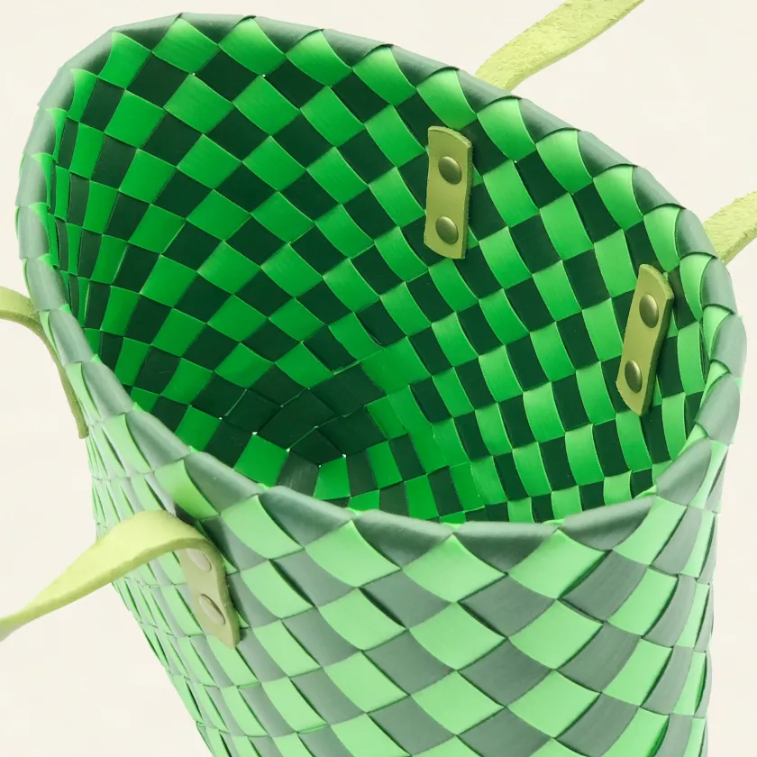 Prototype III | Mint Green × Dark Pine Green | Checkered Lattice | Genuine Leather Handle | Center-008 | PP Band Craft | Alaudae Japan