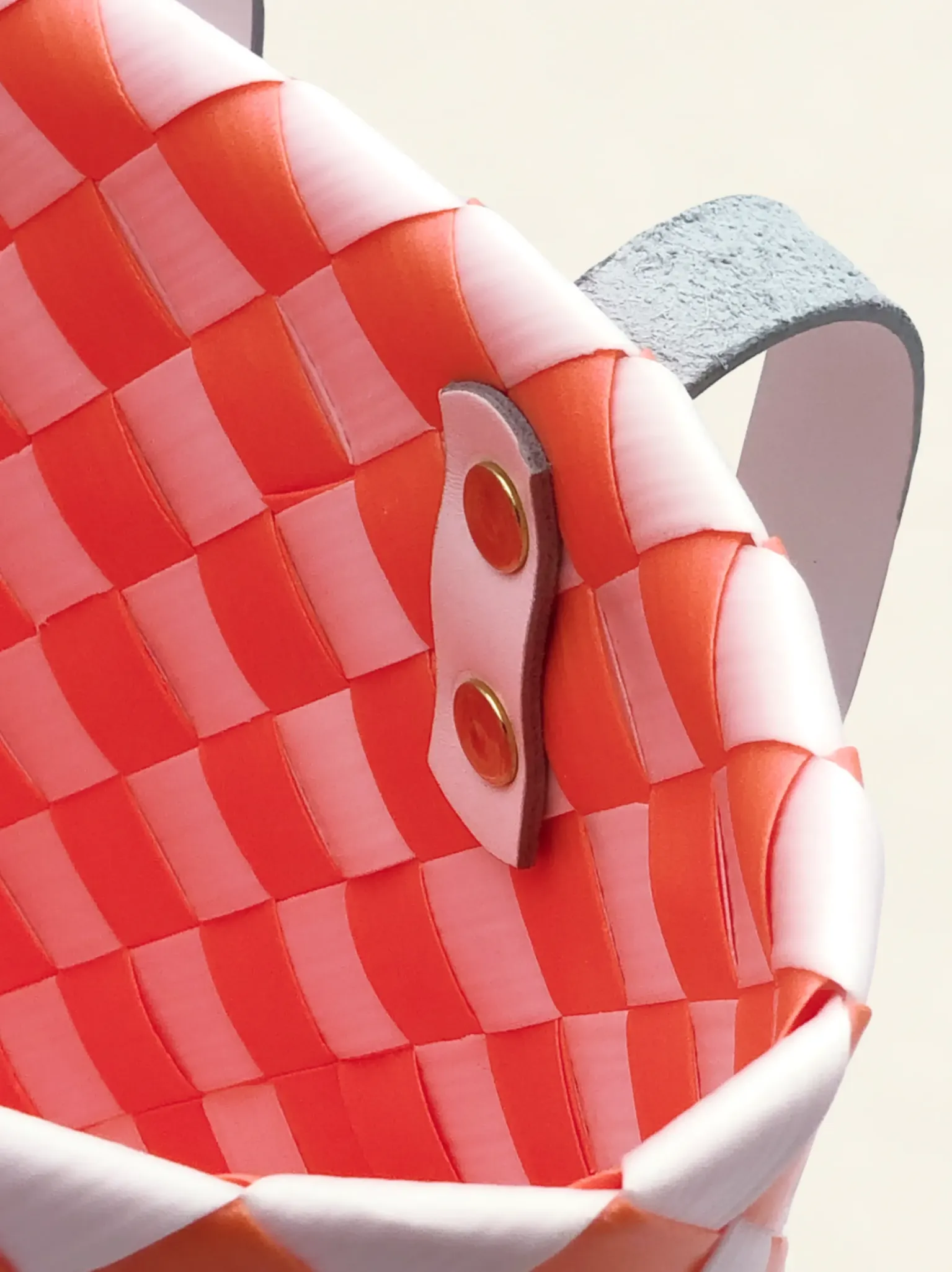 Prototype I | Deep Orange × Pure White | Checkered Lattice | Genuine Leather Handle | Center-008 | PP Band Craft | Alaudae Japan