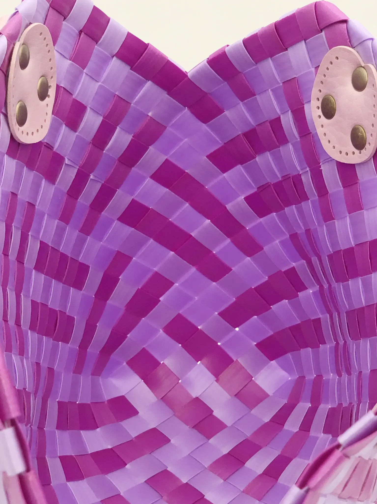 Prototype I | Wisteria Lavender × Peony Pink | Striped Square Lattice | Inside Close-up-008 | PP Band Craft | Alaudae Japan
