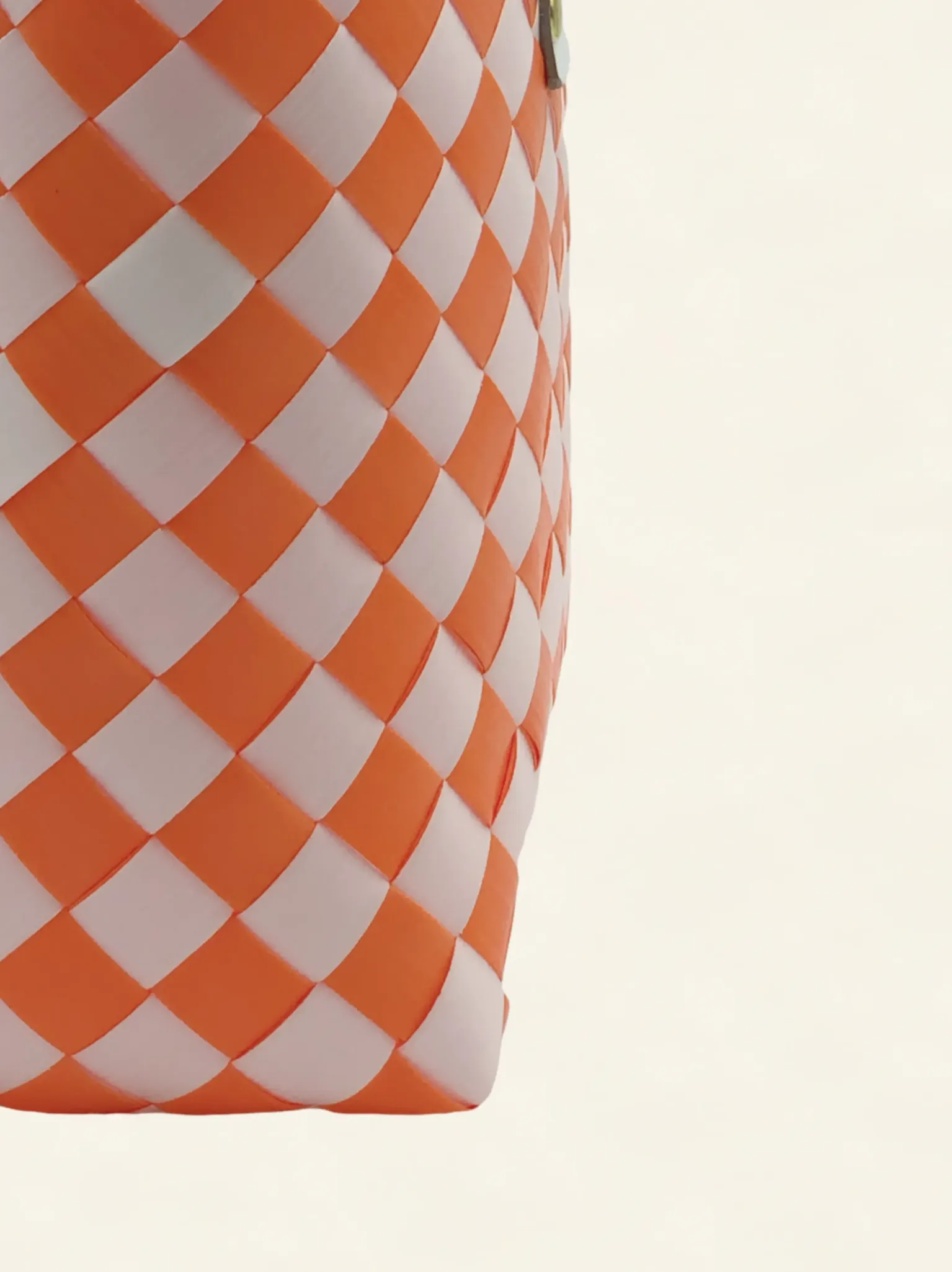 Prototype I | Deep Orange × Pure White | Checkered Lattice | Genuine Leather Handle | Side-002 | PP Band Craft | Alaudae Japan