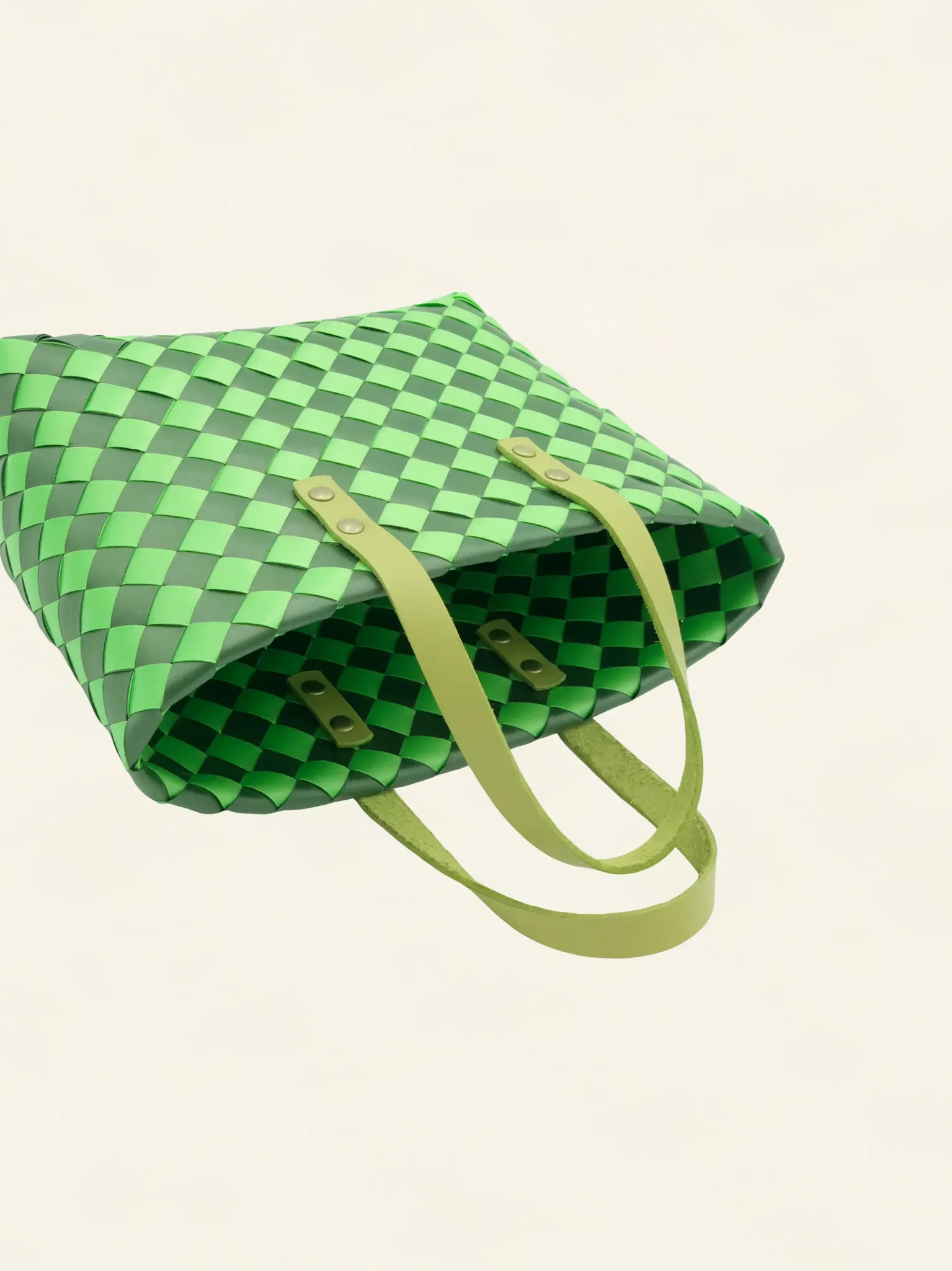 Prototype III | Mint Green × Dark Pine Green | Checkered Lattice | Genuine Leather Handle | Side-Lay-007 | PP Band Craft | Alaudae Japan