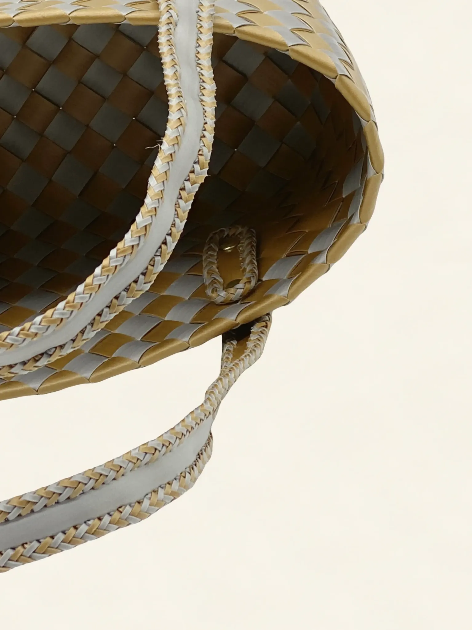 Forutuna Weave | 15mm | Golden Yellow × Silver Grey | Diamond Lattice 7-Cell | Side-Lay-021 | PP Band Craft | Alaudae Japan