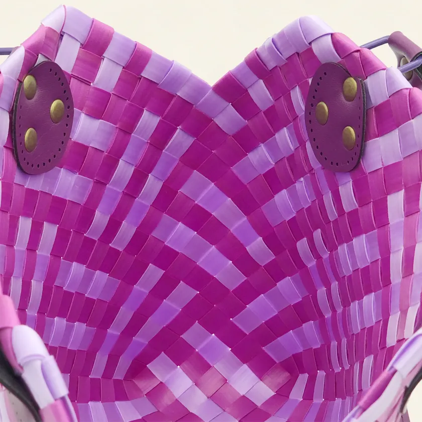 Prototype II | Wisteria Lavender × Peony Pink | Striped Square Lattice | Purple Handle | Inside Close-up-008 | PP Band Craft | Alaudae Japan