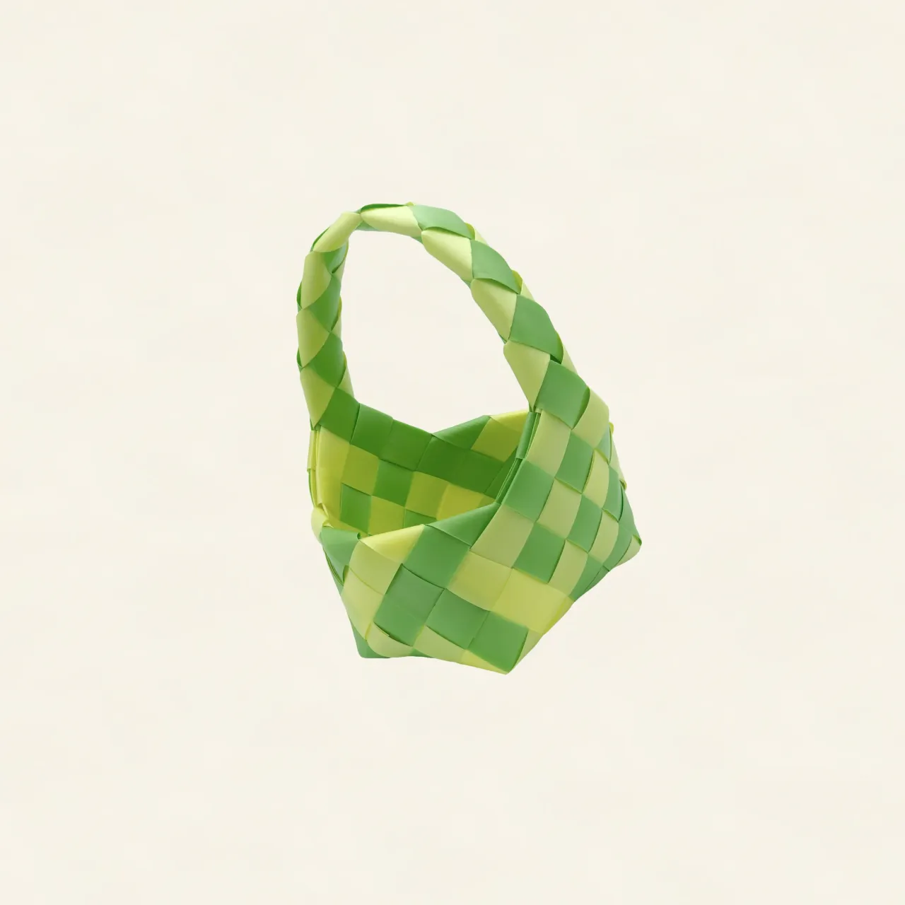 Prototype 2 | Pale Yellow × Lime Green | Desk Organizer | with Handle | Front-002 | PP Band Craft | Alaudae Japan