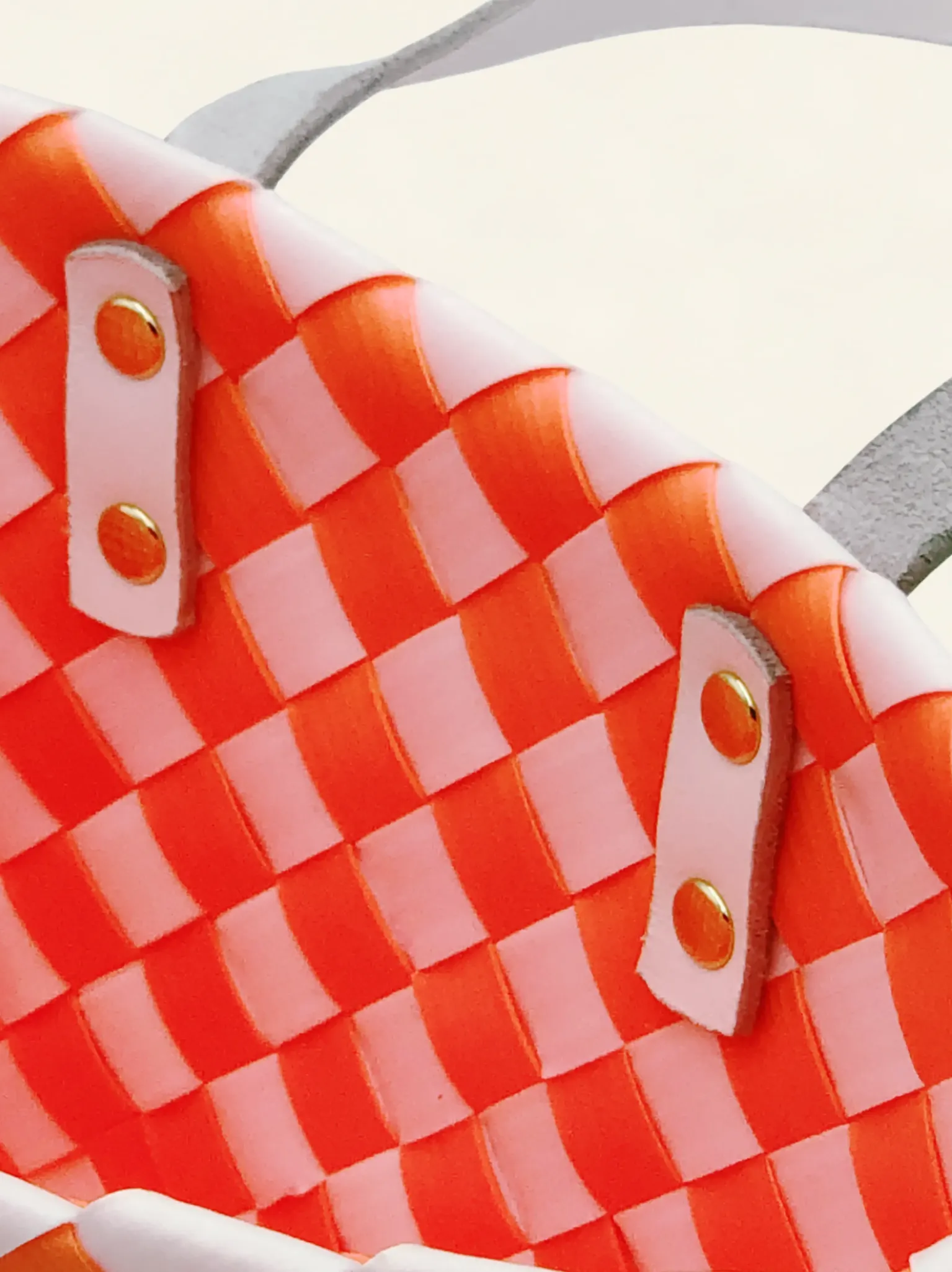 Prototype II | Deep Orange × Pure White | Checkered Lattice | Genuine Leather Handle | Center-009 | PP Band Craft | Alaudae Japan