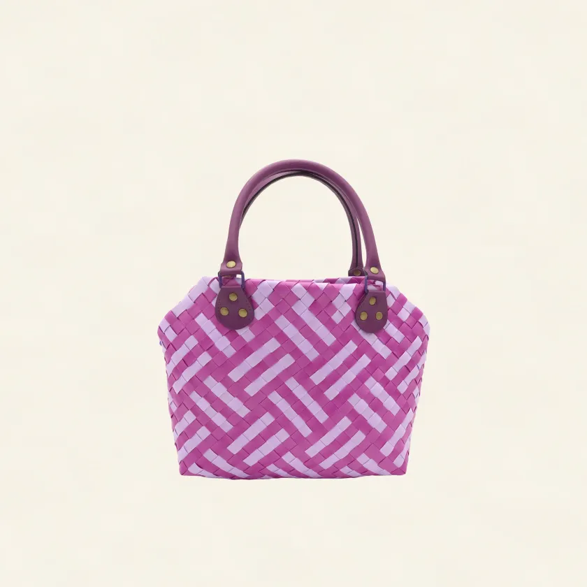 Prototype II | Wisteria Lavender × Peony Pink | Striped Square Lattice | Purple Handle | Front-001 | PP Band Craft | Alaudae Japan