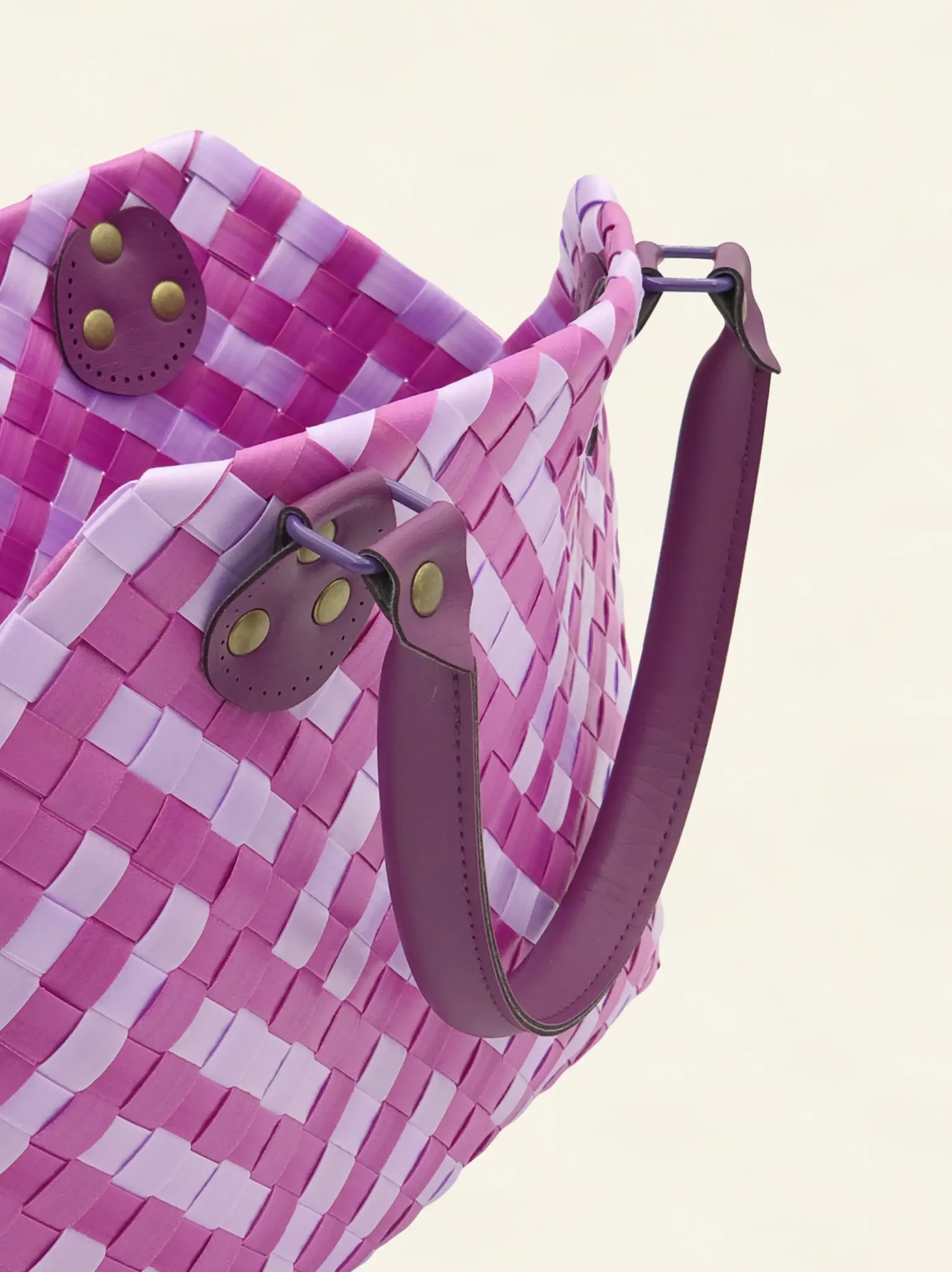 Prototype II | Wisteria Lavender × Peony Pink | Striped Square Lattice | Purple Handle | Angle-005 | PP Band Craft | Alaudae Japan