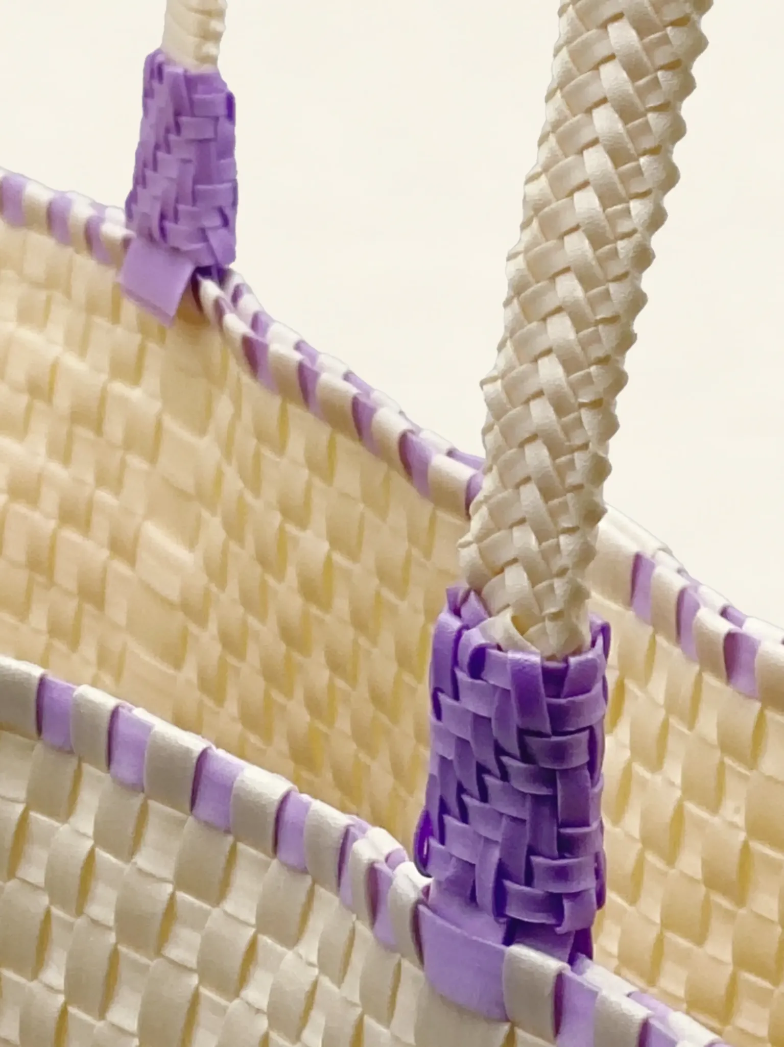 Prototype II | Ivory × Purple Gradation | Accordion Weave | Center-008 | PP Band Craft | Alaudae Japan
