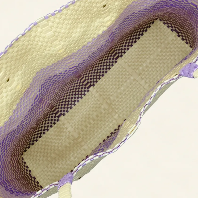 Prototype II | Ivory × Purple Gradation | Accordion Weave | Inside Close-up-010 | PP Band Craft | Alaudae Japan