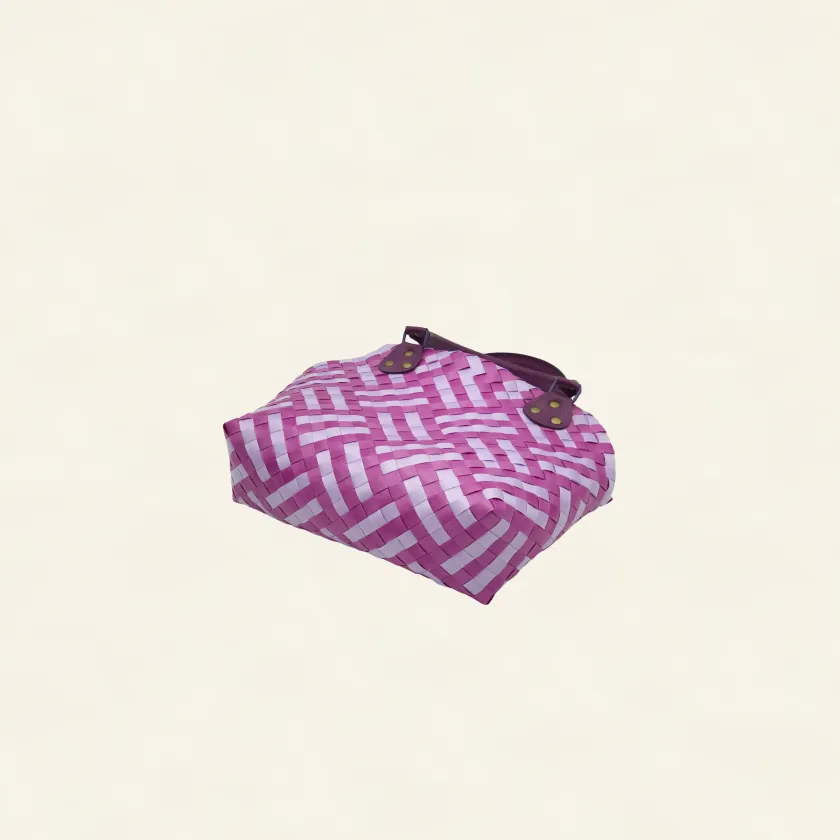 Prototype II | Wisteria Lavender × Peony Pink | Striped Square Lattice | Purple Handle | Bottom-006 | PP Band Craft | Alaudae Japan