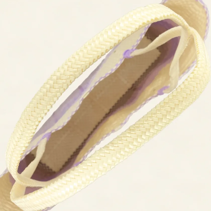 Prototype II | Ivory × Purple Gradation | Accordion Weave | Center Close-up-009 | PP Band Craft | Alaudae Japan