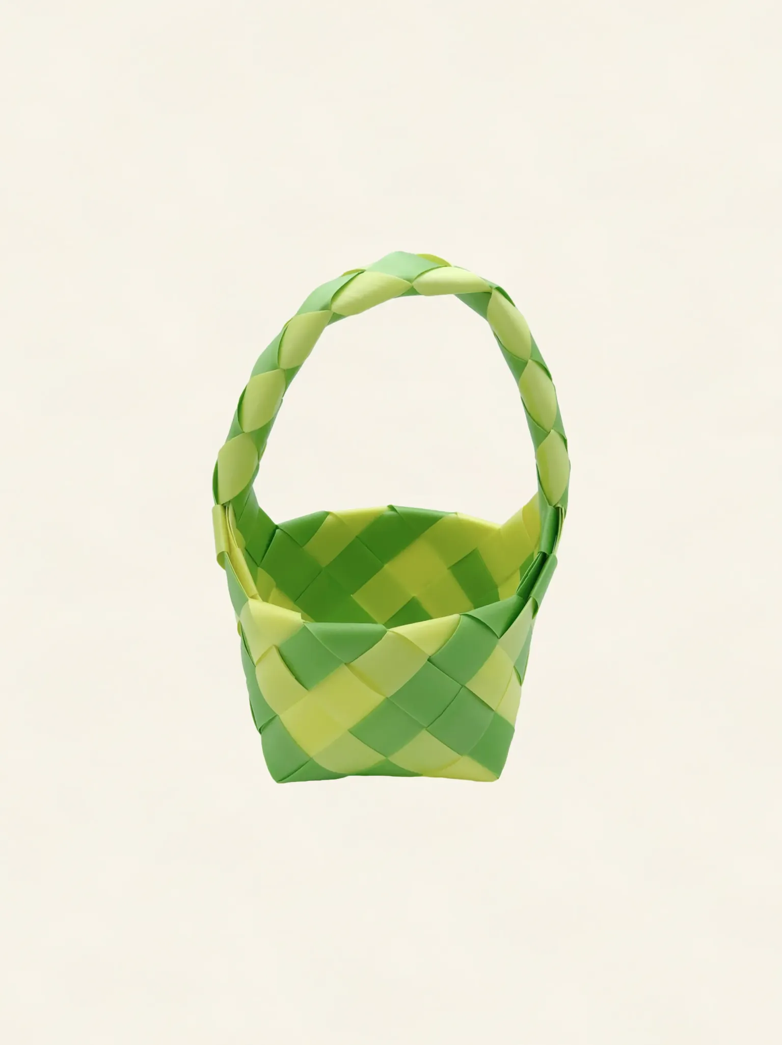 Prototype 2 | Pale Yellow × Lime Green | Desk Organizer | with Handle | Angle-001 | PP Band Craft | Alaudae Japan