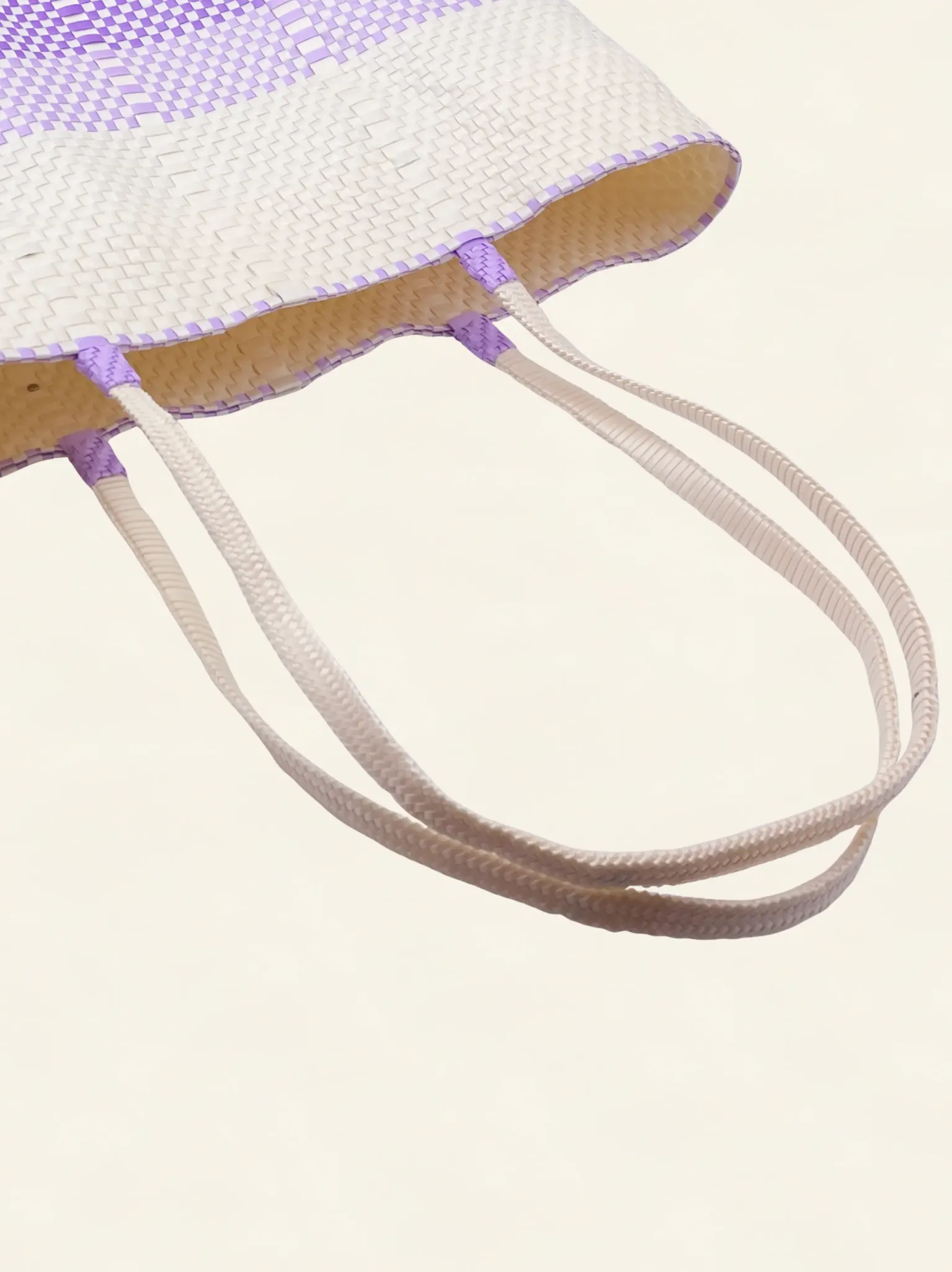 Prototype II | Ivory × Purple Gradation | Accordion Weave | Side-Lay-005 | PP Band Craft | Alaudae Japan