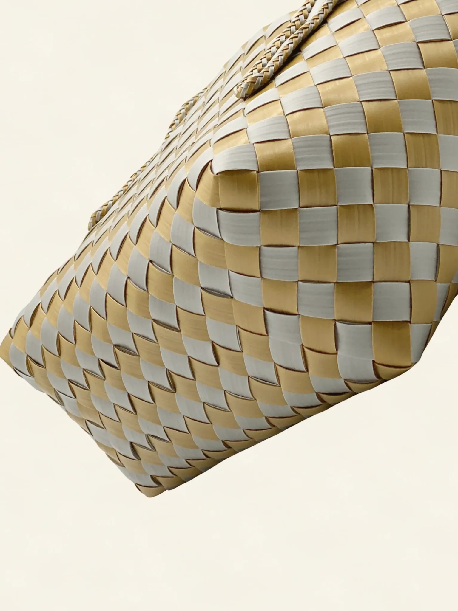 Forutuna Weave | 15mm | Golden Yellow × Silver Grey | Diamond Lattice 7-Cell | Side-Lay-026 | PP Band Craft | Alaudae Japan