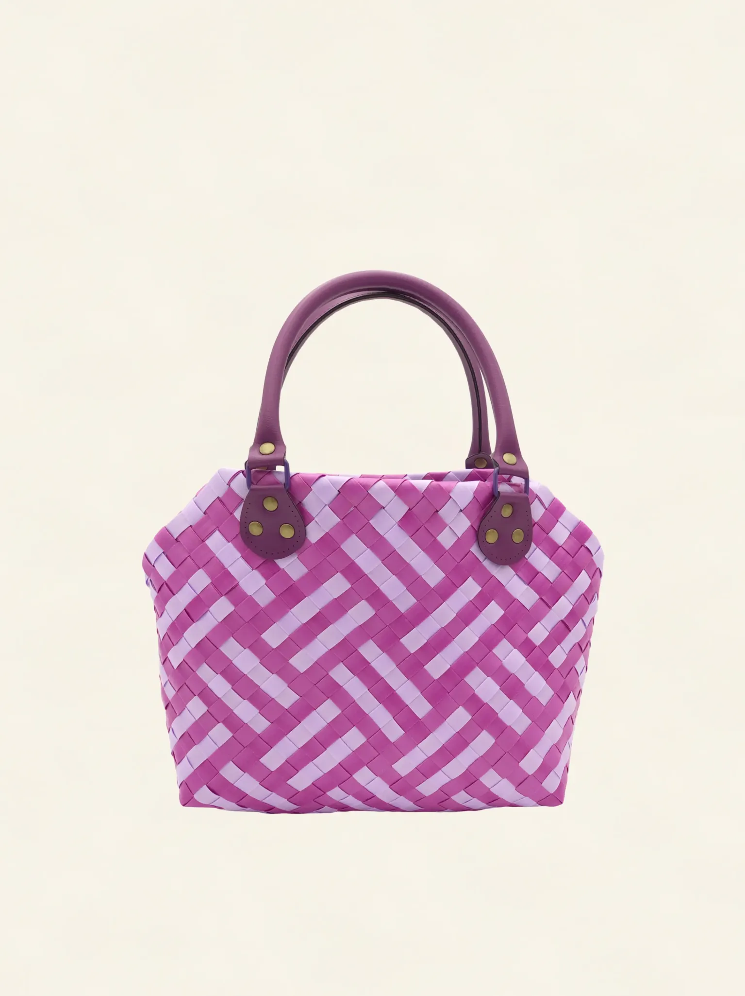 Prototype II | Wisteria Lavender × Peony Pink | Striped Square Lattice | Purple Handle | Front-001 | PP Band Craft | Alaudae Japan