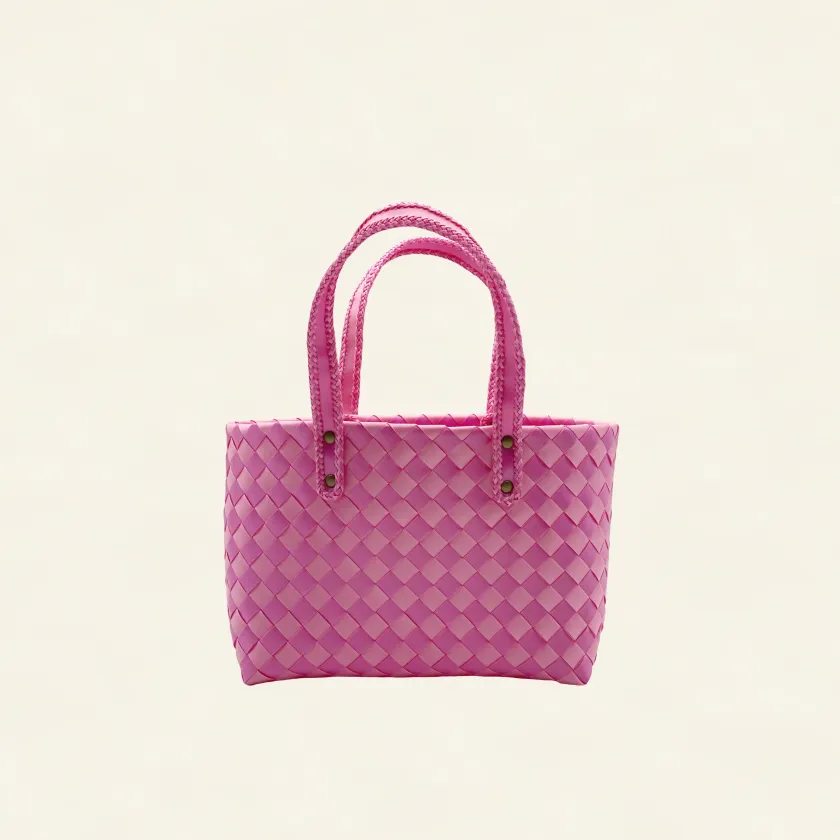 Prototype VIII | Light Coral Pink × Peach Blossom | Diamond Lattice 9-Cell | Stitched Handle | Front-001 | PP Band Craft | Alaudae Japan