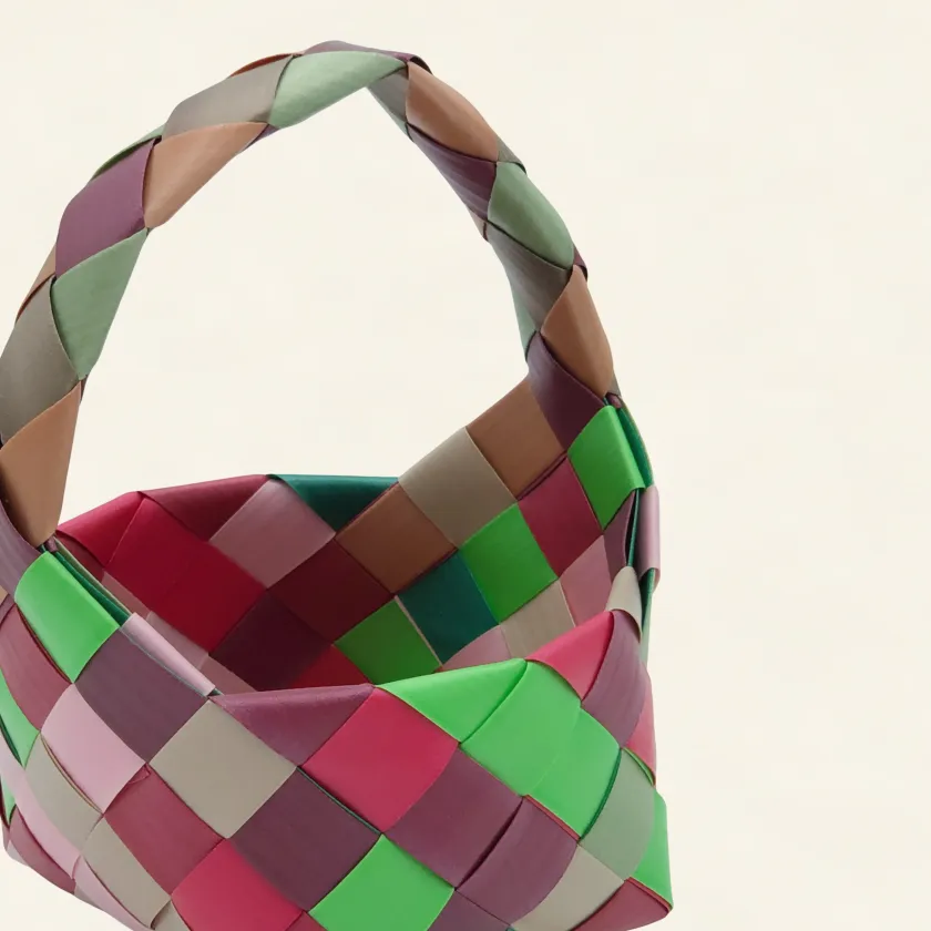 Prototype 1 | 11-Color Mix | Desk Organizer | with Handle | Angle-002 | PP Band Craft | Alaudae Japan