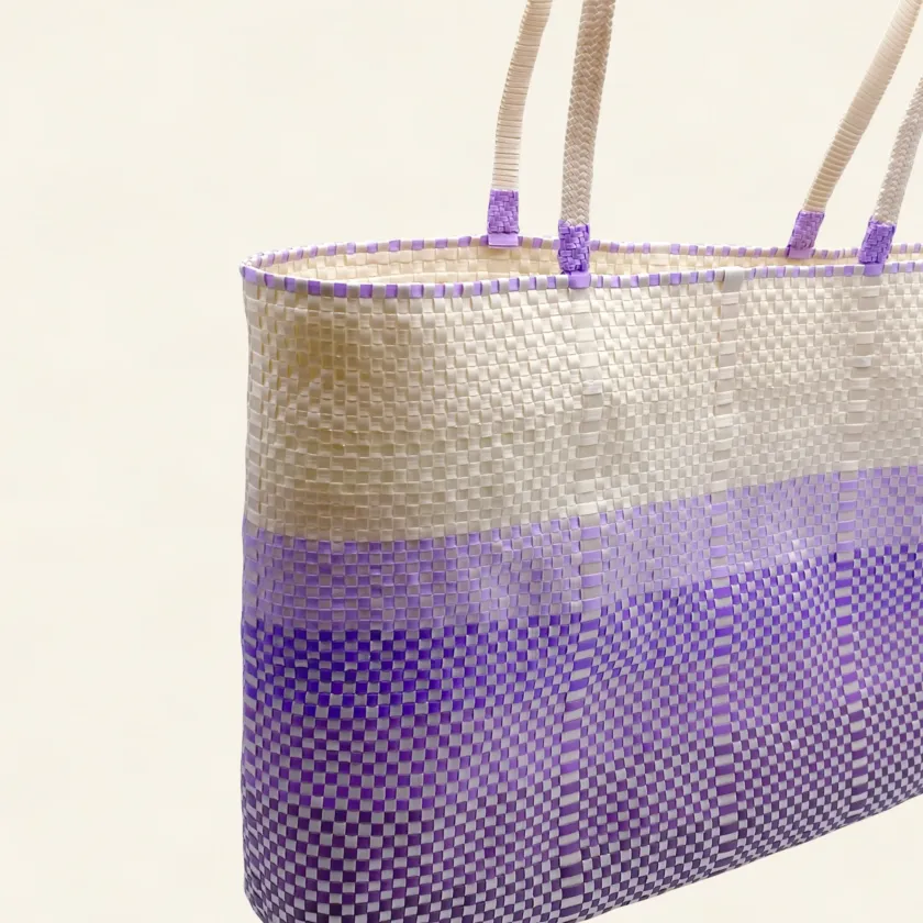 Prototype II | Ivory × Purple Gradation | Accordion Weave | Angle-003 | PP Band Craft | Alaudae Japan