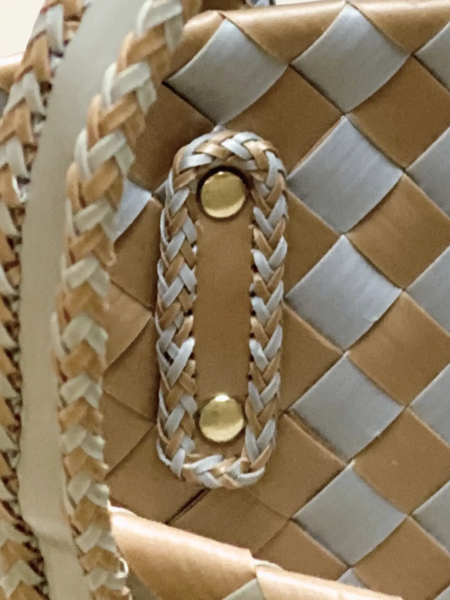 Forutuna Weave | 15mm | Golden Yellow × Silver Grey | Diamond Lattice 7-Cell | Center Close-up-039 | PP Band Craft | Alaudae Japan
