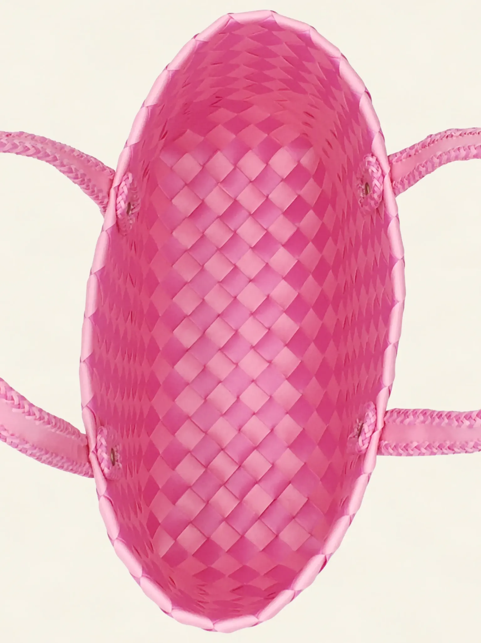 Prototype VIII | Light Coral Pink × Peach Blossom | Diamond Lattice 9-Cell | Stitched Handle | Center Close-up-050 | PP Band Craft | Alaudae Japan