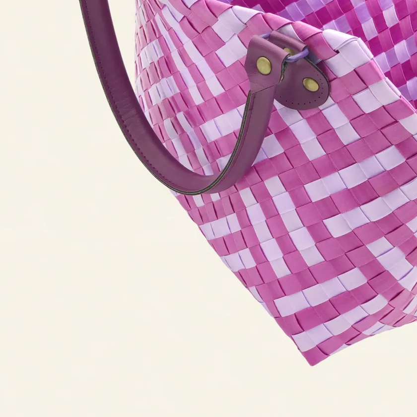 Prototype II | Wisteria Lavender × Peony Pink | Striped Square Lattice | Purple Handle | Angle-004 | PP Band Craft | Alaudae Japan