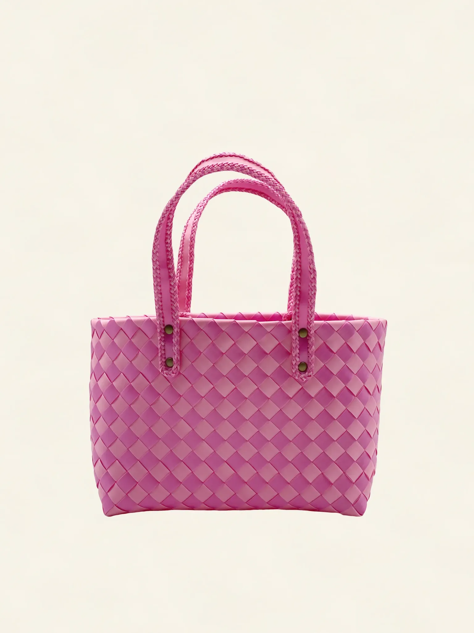 Prototype VIII | Light Coral Pink × Peach Blossom | Diamond Lattice 9-Cell | Stitched Handle | Front-001 | PP Band Craft | Alaudae Japan