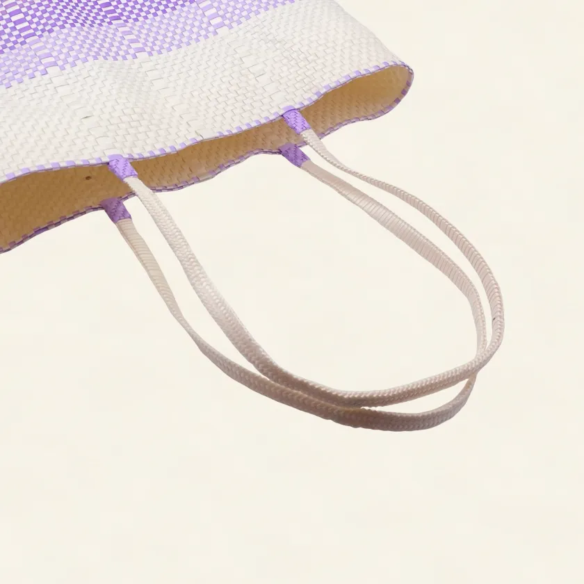 Prototype II | Ivory × Purple Gradation | Accordion Weave | Side-Lay-005 | PP Band Craft | Alaudae Japan