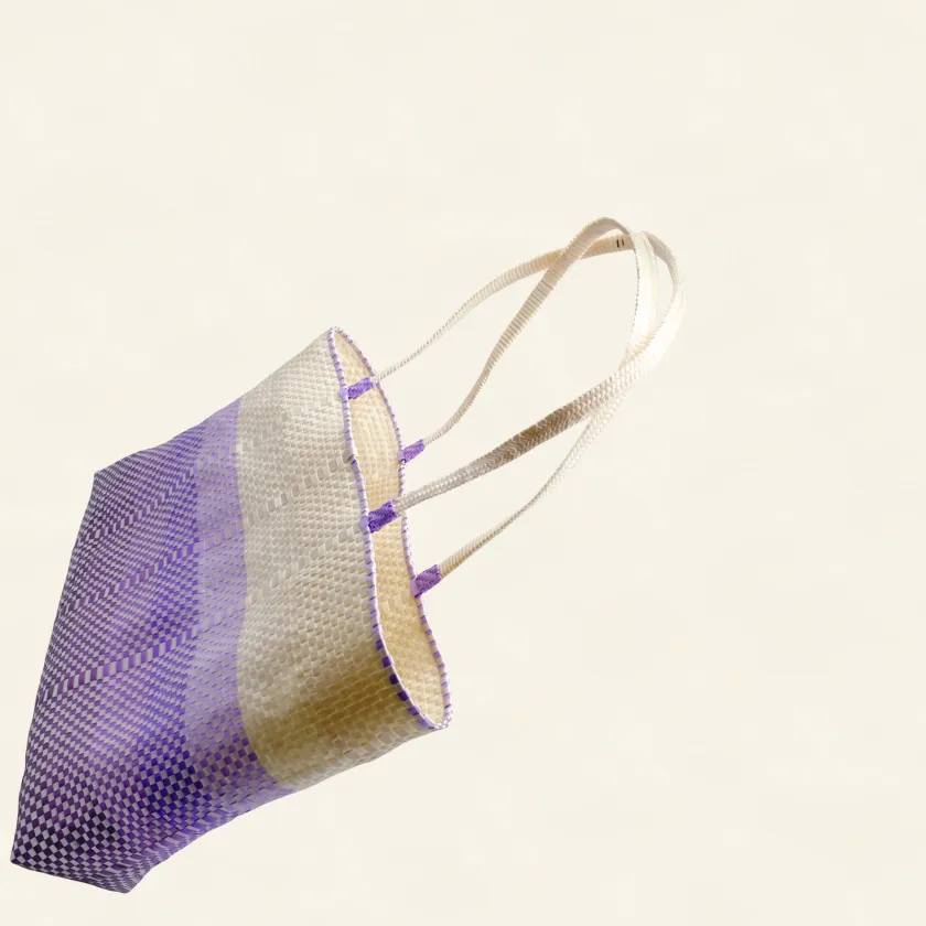 Prototype II | Ivory × Purple Gradation | Accordion Weave | Angle-004 | PP Band Craft | Alaudae Japan
