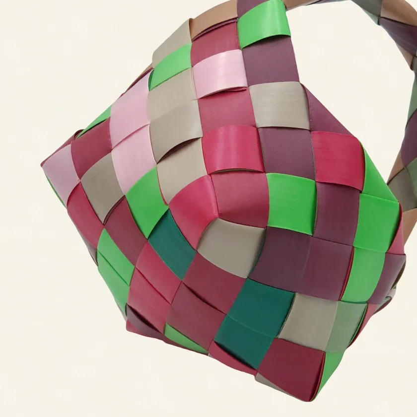 Prototype 1 | 11-Color Mix | Desk Organizer | with Handle | Side-Lay-005 | PP Band Craft | Alaudae Japan