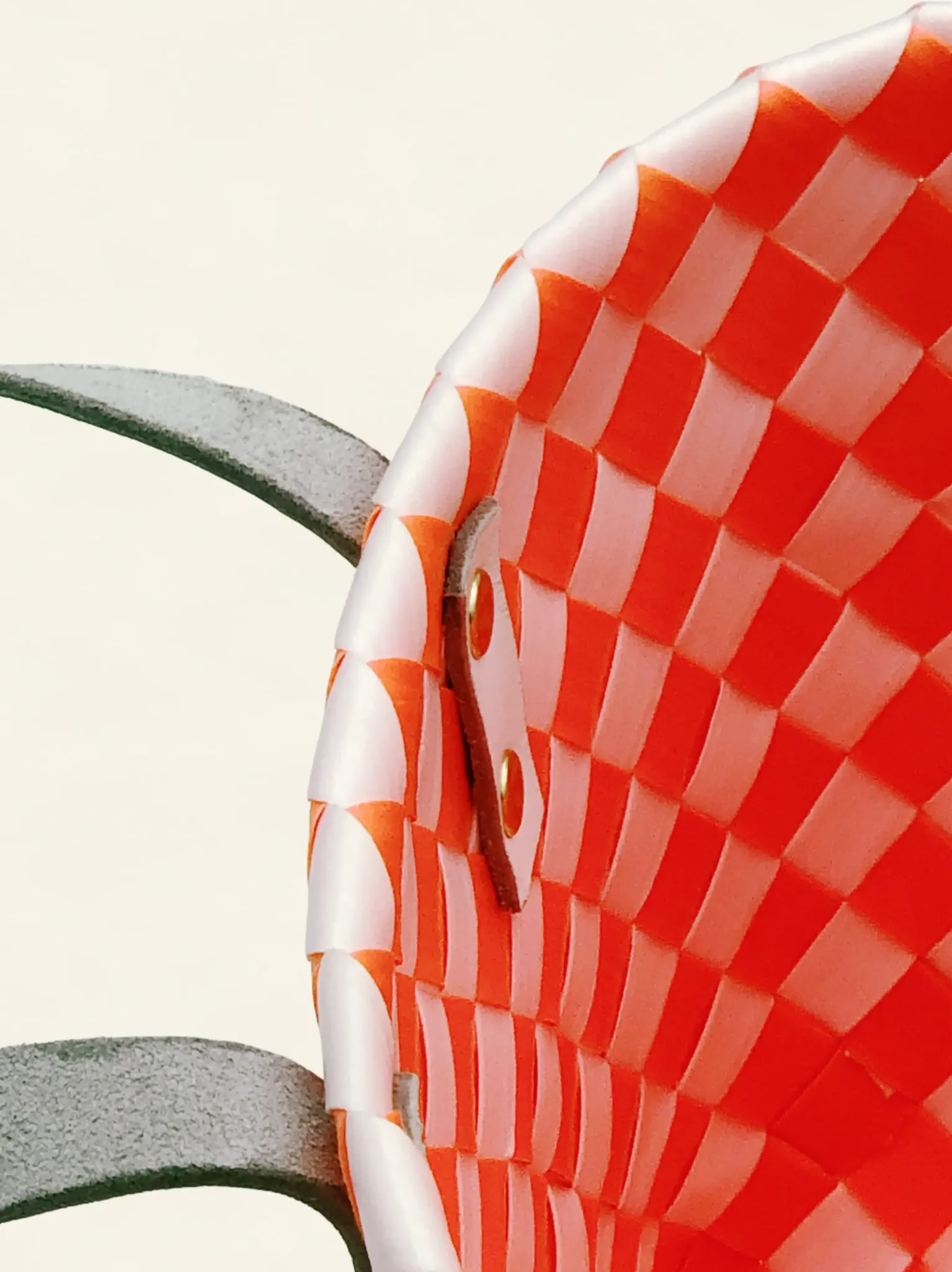 Prototype II | Deep Orange × Pure White | Checkered Lattice | Genuine Leather Handle | Center-009 | PP Band Craft | Alaudae Japan