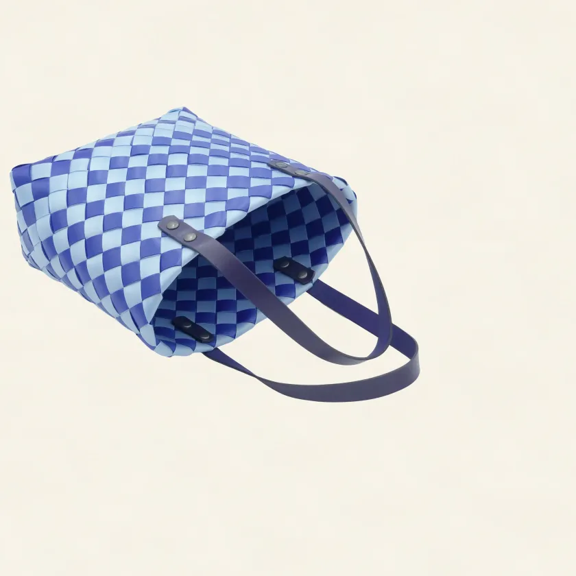 Prototype IV | Sky Blue × Lapis Lazuli | Checkered Lattice | Genuine Leather Handle | Side-Lay-006 | PP Band Craft | Alaudae Japan