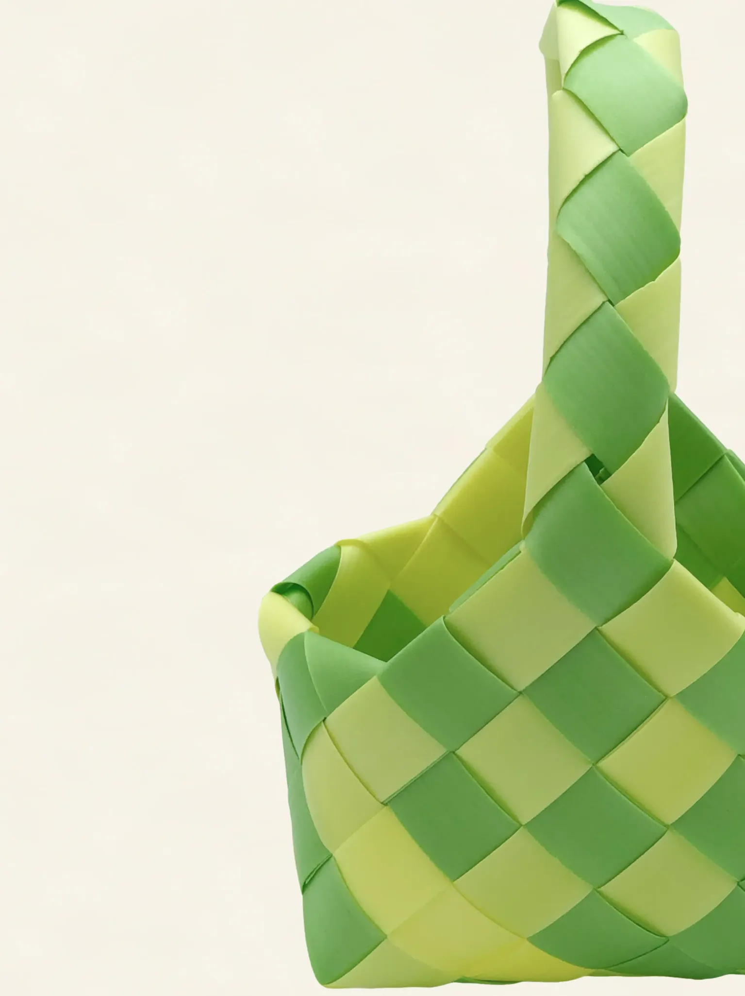 Prototype 2 | Pale Yellow × Lime Green | Desk Organizer | with Handle | Side-003 | PP Band Craft | Alaudae Japan