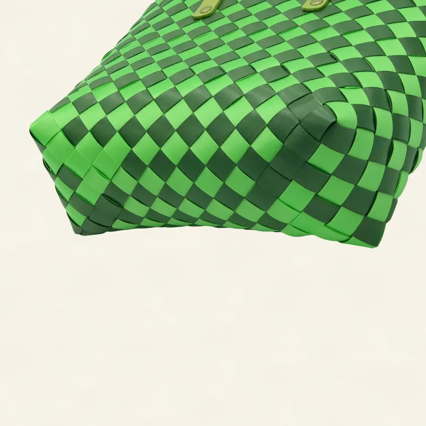 Prototype III | Mint Green × Dark Pine Green | Checkered Lattice | Genuine Leather Handle | Bottom-006 | PP Band Craft | Alaudae Japan
