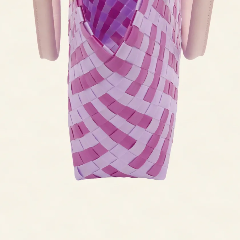 Prototype I | Wisteria Lavender × Peony Pink | Striped Square Lattice | Side-002 | PP Band Craft | Alaudae Japan