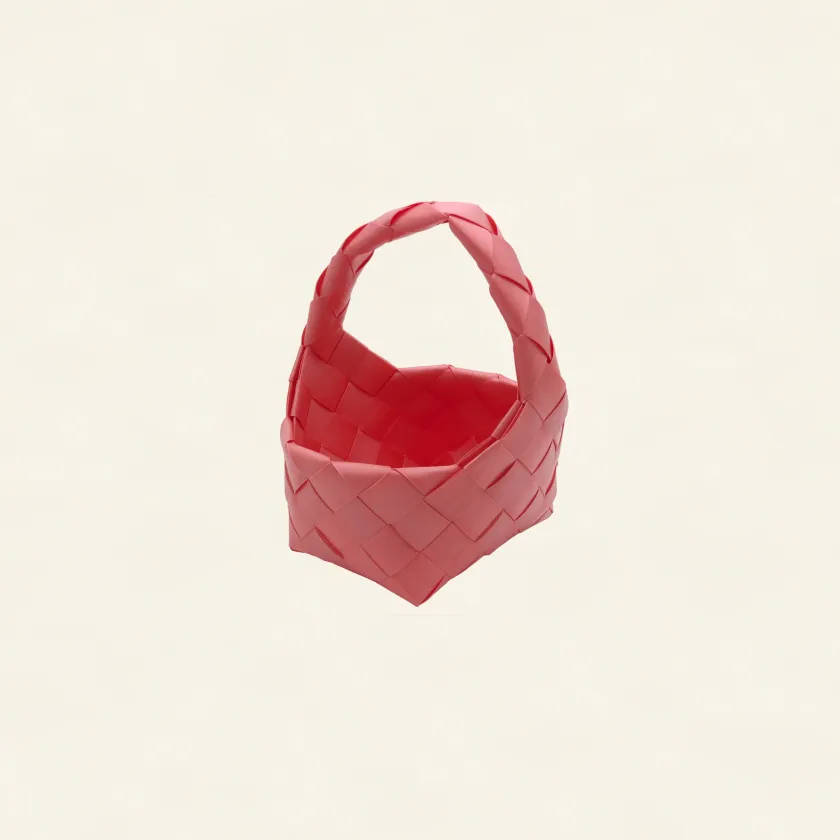 Prototype 3 | Soft Rose | Desk Organizer | with Handle | Angle-002 | PP Band Craft | Alaudae Japan