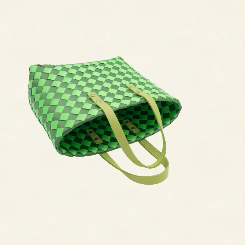 Prototype III | Mint Green × Dark Pine Green | Checkered Lattice | Genuine Leather Handle | Side-Lay-007 | PP Band Craft | Alaudae Japan